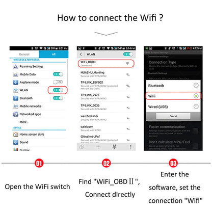 ELM327 WiFi OBD2 OBDII Diagnostic Scanner Code Reader Tool